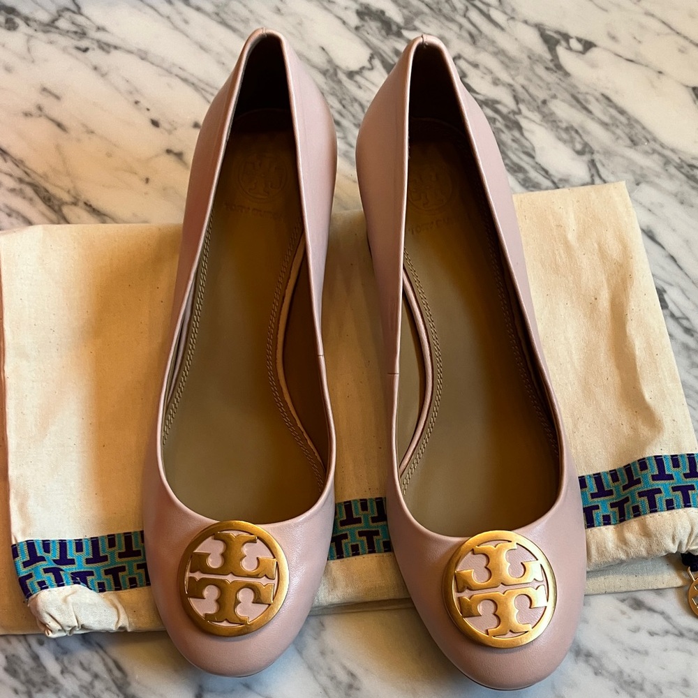 Tory Burch Blush Flats with Gold Emblem